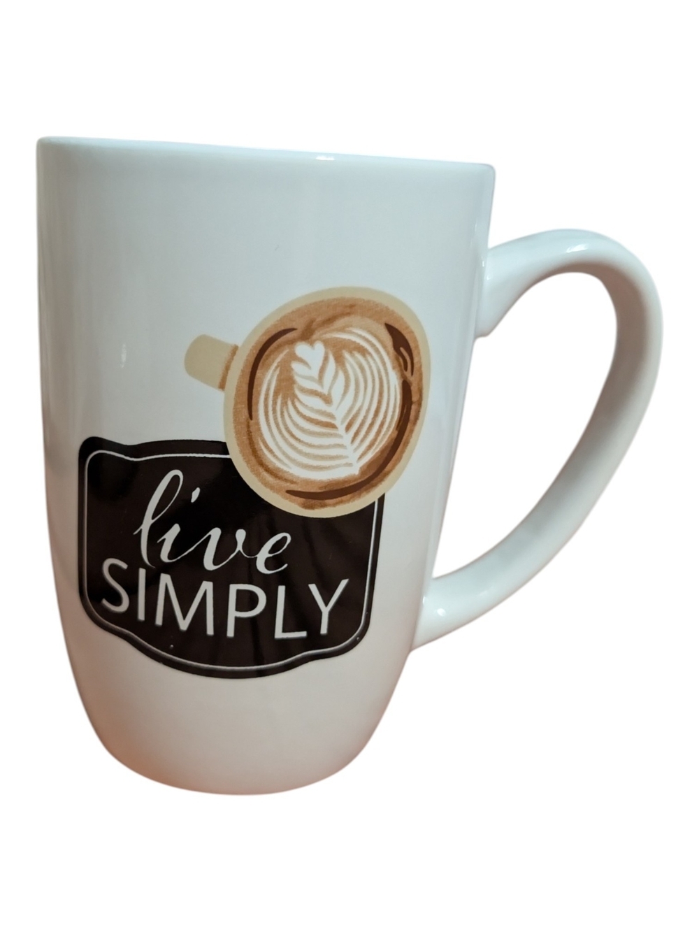 Live Simply White Ceramic Coffee Mug